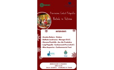 Mercoledì 13 marzo ore 12  Sala Giunta Comune Premiazione Contest fotografico "Natale in vetrina"