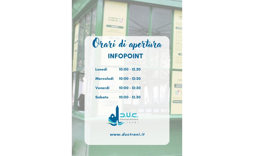Nuovi orari InfoPoint: aperto la mattina