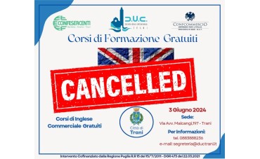 ANNULLAMENTO LEZIONE CORSO INGLESE INTERMEDIO 3 GIUGNO 2024